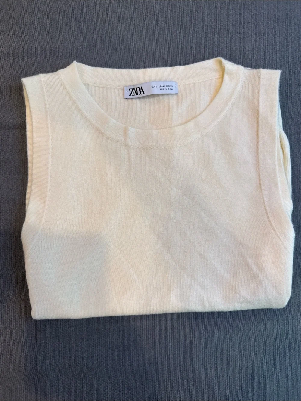 Zara Women's Winter White Sweater Tank | Sleeveless Knit Top | Size Medium